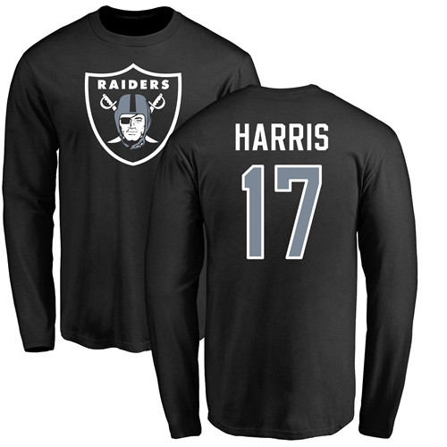 Men Oakland Raiders Olive Dwayne Harris Name and Number Logo NFL Football #17 Long Sleeve T Shirt->nfl t-shirts->Sports Accessory
